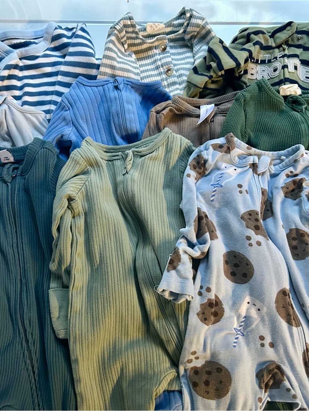 10 pair boys 0-3 month footed pajamas